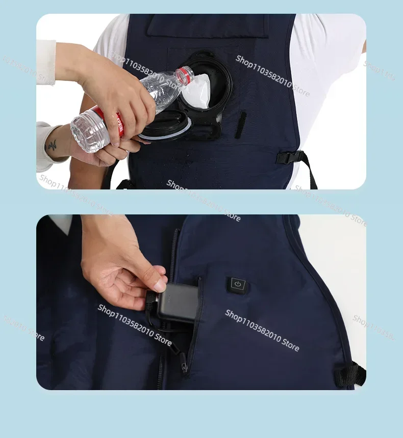 Cooling Vest for Men 4 Ice Packs Wearable AC Suit Summer Construction Motorcycle Heatstroke Prevention