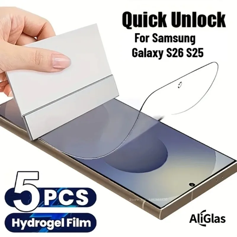 5 Stück HD Hydrogel-Folie Displayschutz für Samsung Galaxy S25Edge S26 Edge S25 Plus S26 Plus S25 Ultra S26Ultra S25 FE S26 Pro