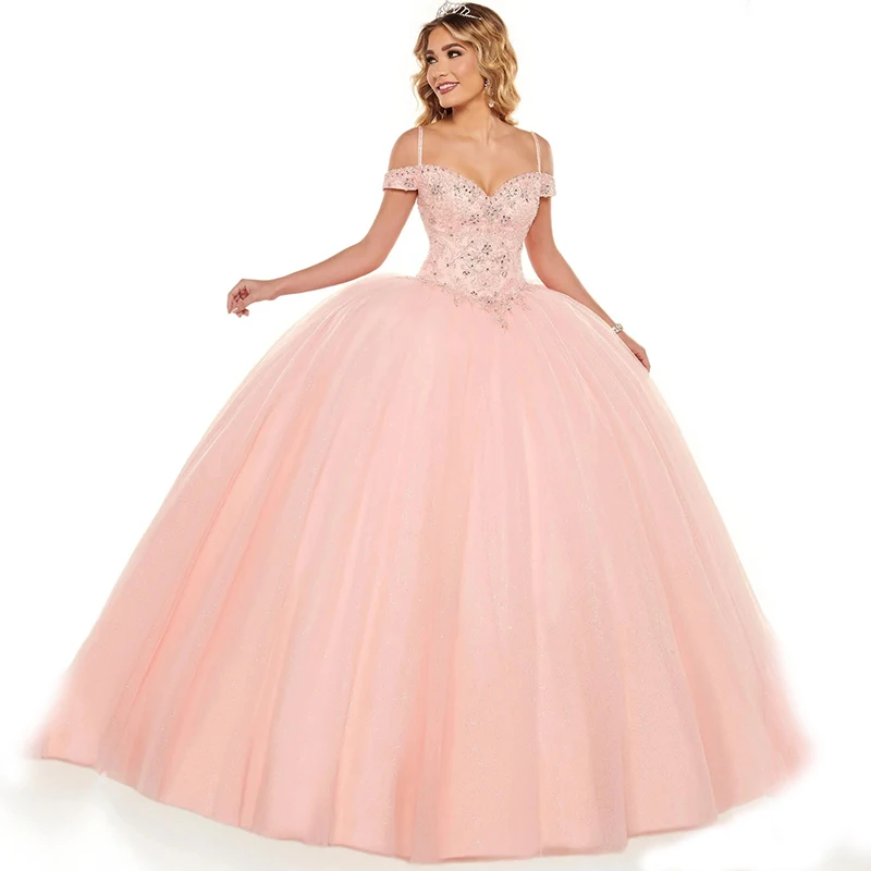 Robes de Quinceñeras perlées, robe de Rh, veste, hors de l'initiative, éducatif, 15 paillettes, anniversaire 16 fleurs