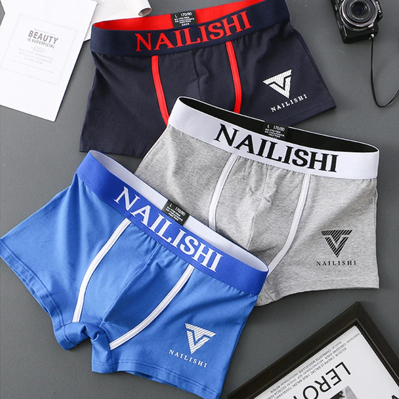 M-3XL Men's Underwear Cotton Letter Waistband Comfortable Breathable Soft Boxer Shorts High Elastic Fashion Casual Sports Shorts