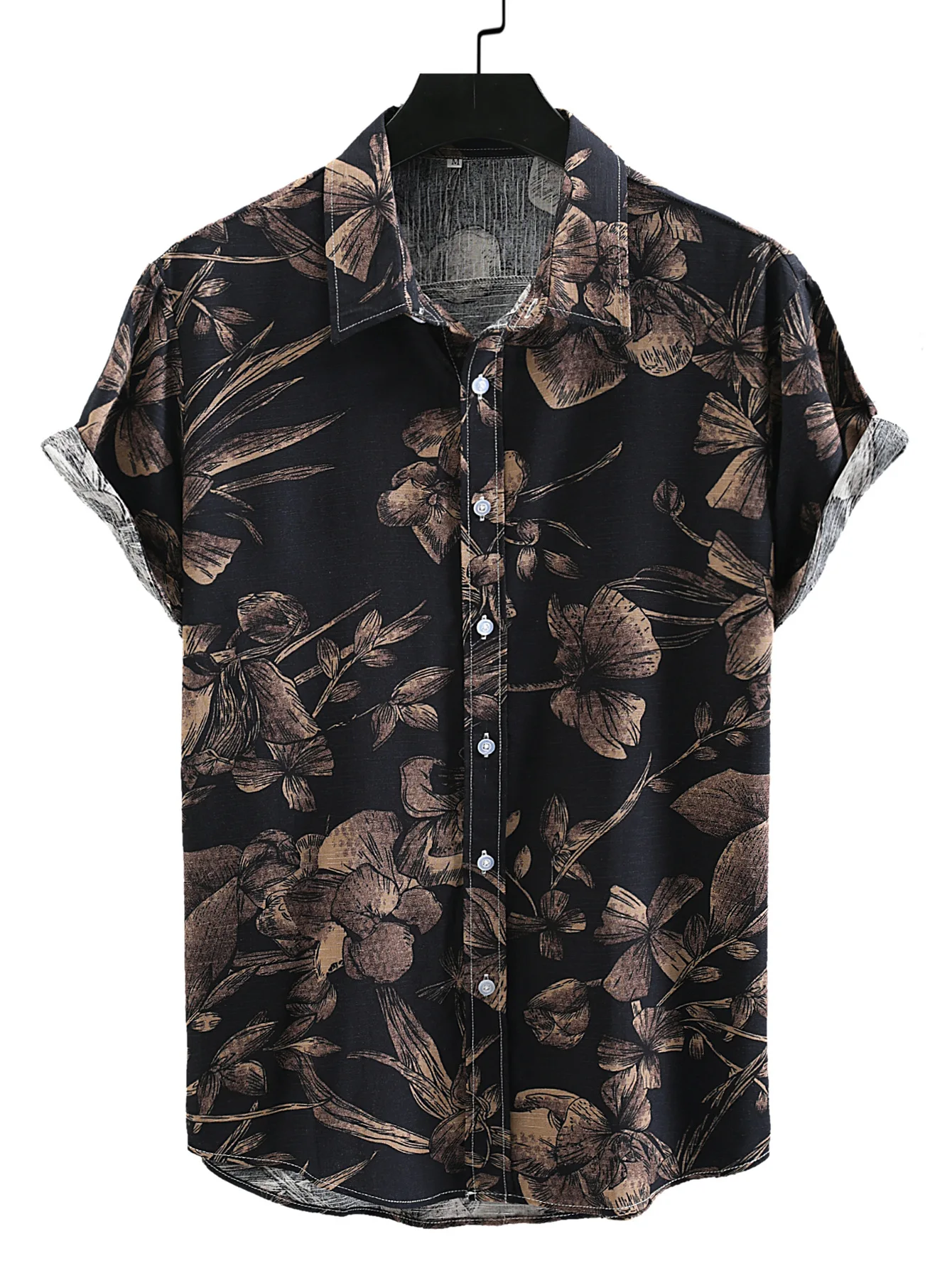 

New Printed Suit Collar ort Sve irt Youth Summer Faion Casual Loose Fit M Top Other Material 00% Button down Poi...