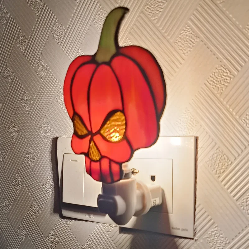 Nice Children's Room Staircase Night Lights Creative Colored Glass Halloween Pumpkin Decorative Lamps