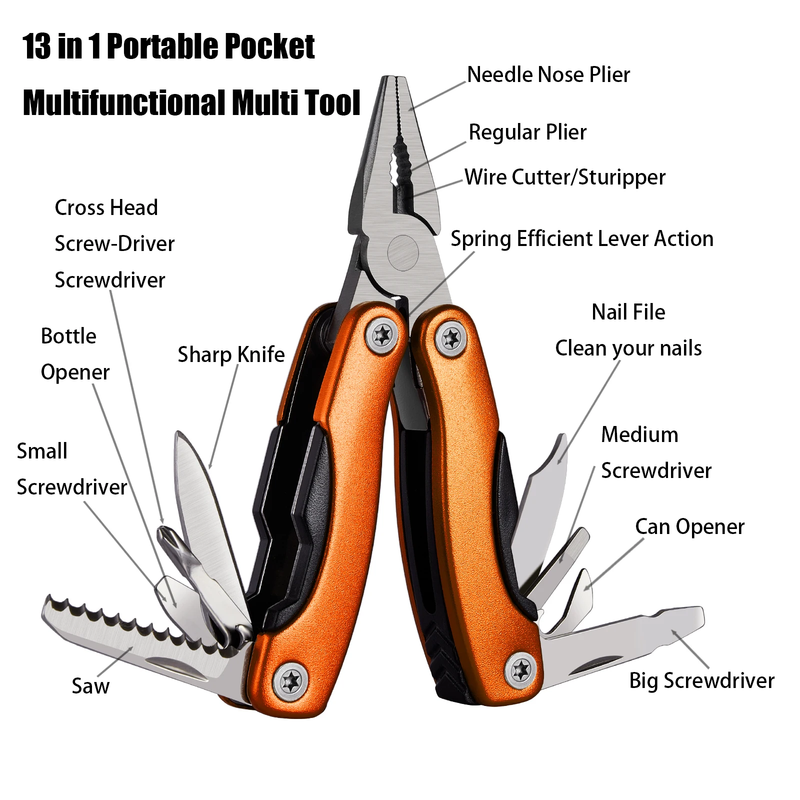 Multitool Pliers Folding Multifunctional Pliers Outdoor Camping Portable Folding Kinfe Pocket Pliers Gifts for Men Dad Husband