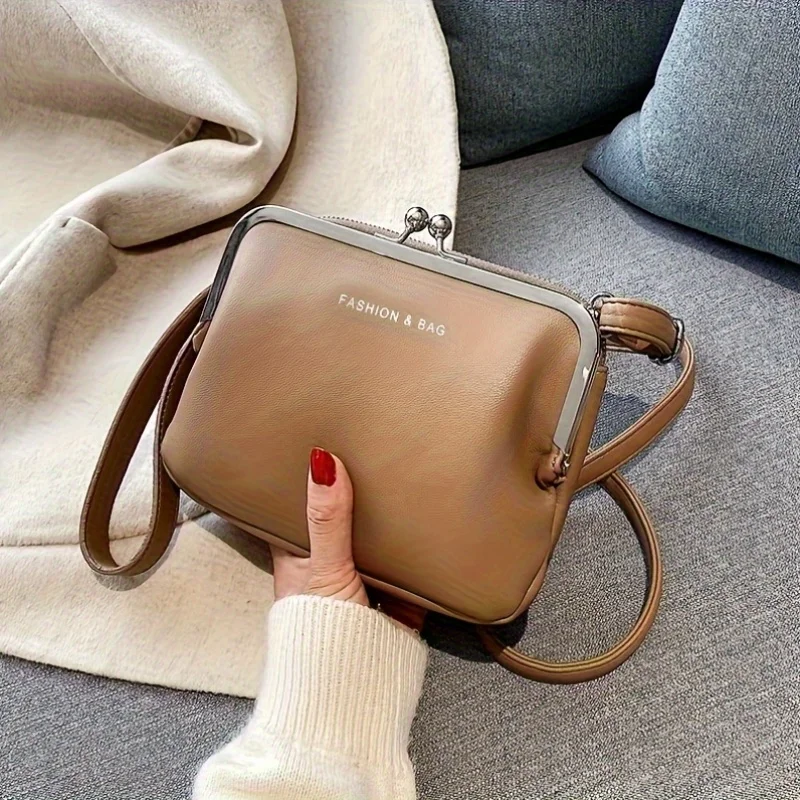 Multifunctional Solid Color Shoulder Bag, Korean Version Women's Bag, Zipper Closure, Large Capacity Multi-layer Handbag