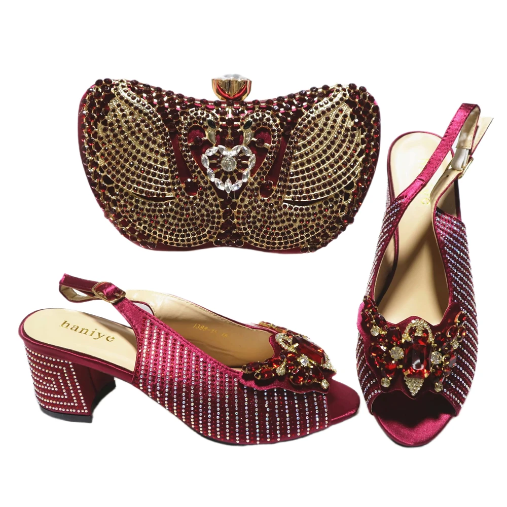 Apple Shape Clutch Swan Metal With Heart Rhinestons Bag Matching Solid Color Peep-toe Sandals