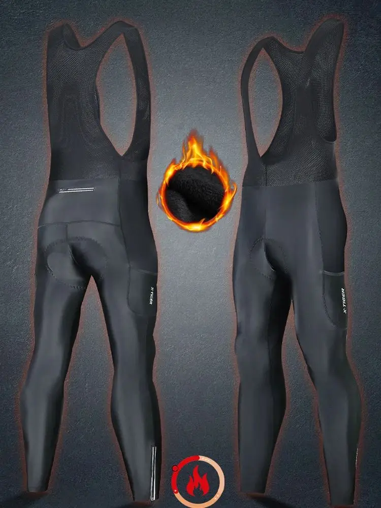 AliExpress X-TIGER Winter Men's Cycling Bib Pants Cold Resistant Keep Warm Wool Breathable 5D Gel Pad TMB Mountain Road Cycling Pants