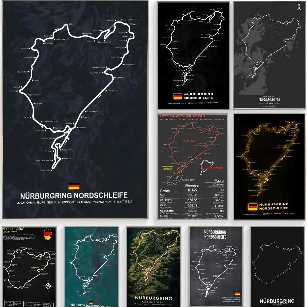 racing track n-nurburgring Poster Classic Wall Art  Home Decor  Peel and Stick Unframed