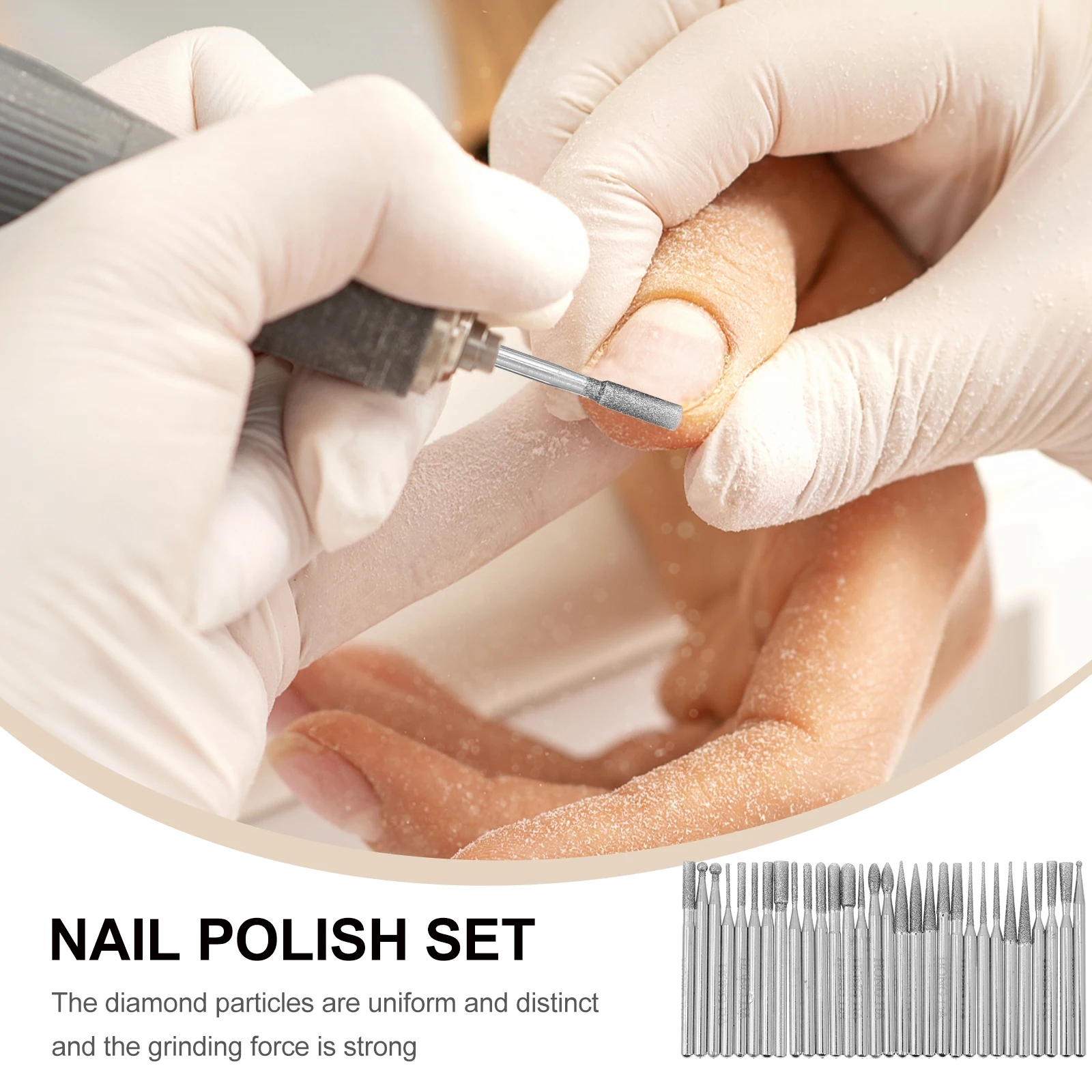 

30 Pcs Professional Nail Polish Electric File Art Tools Grinding Silver Diamond Pedicure Drill Bit