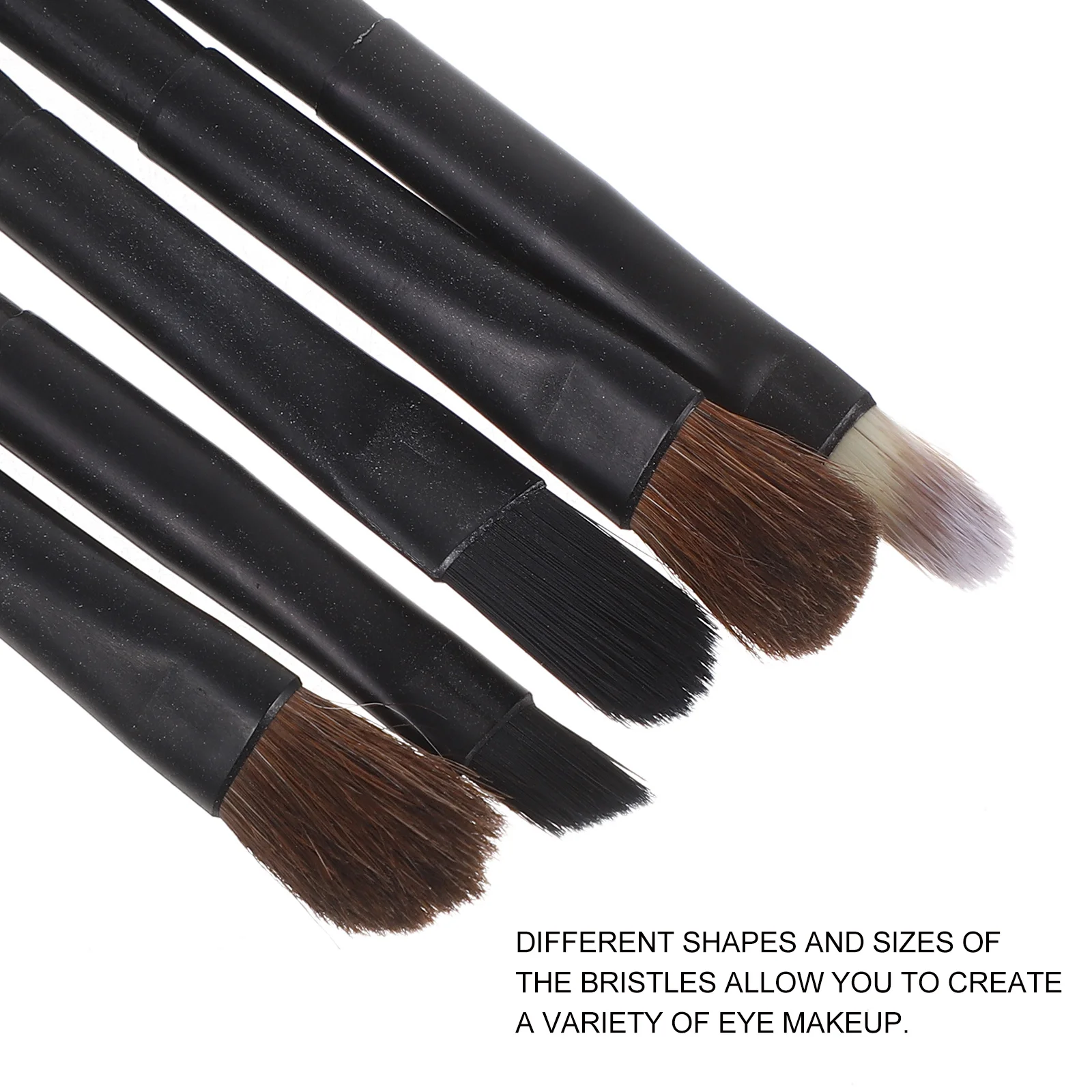 Set di pennelli per trucco occhi da 5 pezzi Pennelli portatili per ombretto nero eyeliner Custodia compatta Kit essenziale per l'applicazione quotidiana