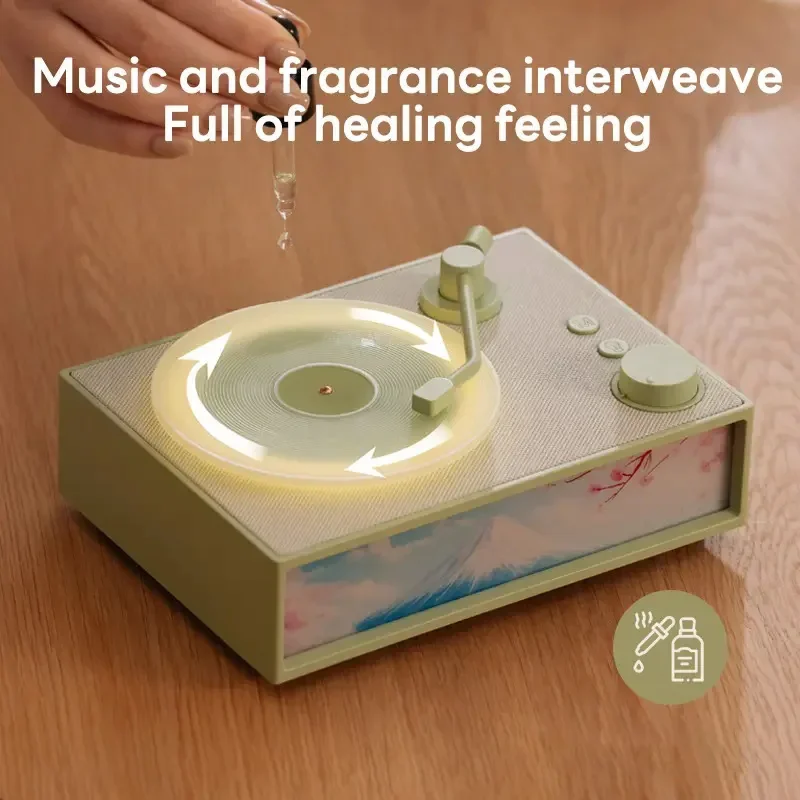 Portable Retro Vinyl Record Music Player Wireless Speaker 5W HIFI Stereo Sound with Night Light & Aroma Caixa De Som Bluetooth