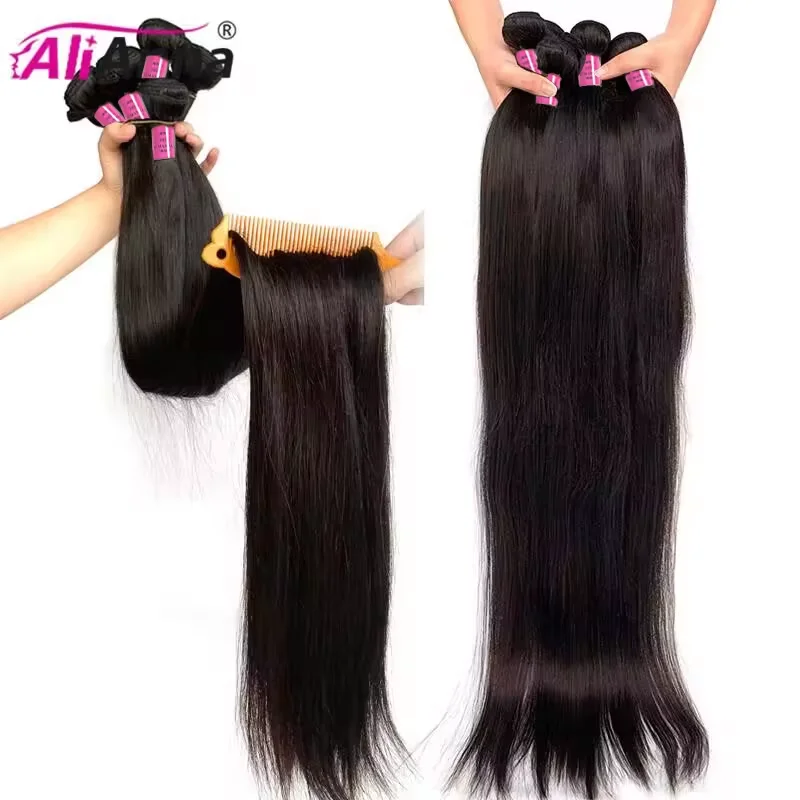 36 38 40 Polegada pacotes de cabelo humano em linha reta pacotes remy cabelo brasileiro 30 Polegada pacotes osso cabelo reto qualidade superior tudo por 1 real e frete gratis da china cabelo humano original