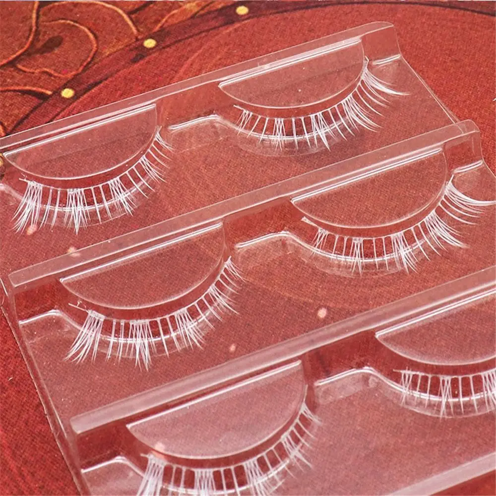 Eye Makeup Tools Halloween White Lashes Natural Look Reusable False Eyelashes Masquerade Party White Manga Lashes