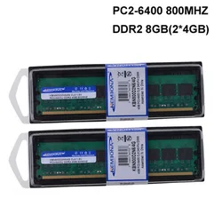 KEMBONA Wholesale 2PCS/Lot DESKTOP DDR2 8GB KIT(2X4gb)800MHz pc2-6400 Dual-channel DDR2 8G Desktop memory for A-M-D Compatible