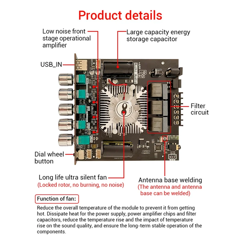A72T HT21-3G Third Generation 2.1 Channel Bluetooth Power Amplifier Board TDA7498E Bluetooth Power Amplifier 160Wx2+220W