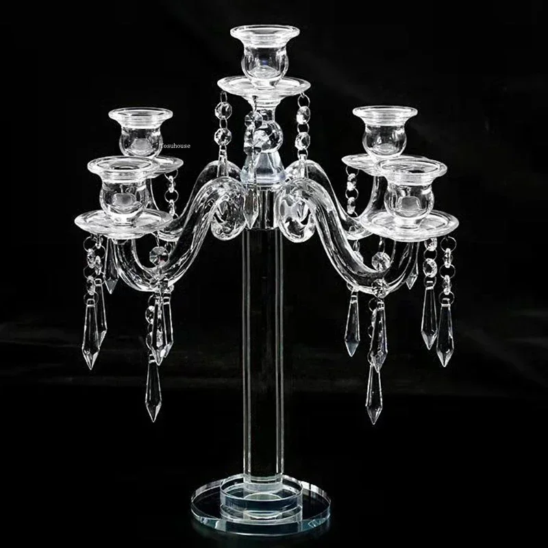 Wedding Candlestick Ornaments Crystal Glass Candle Holders European Home Decoration Light Luxury Dining Table Candle Decoration