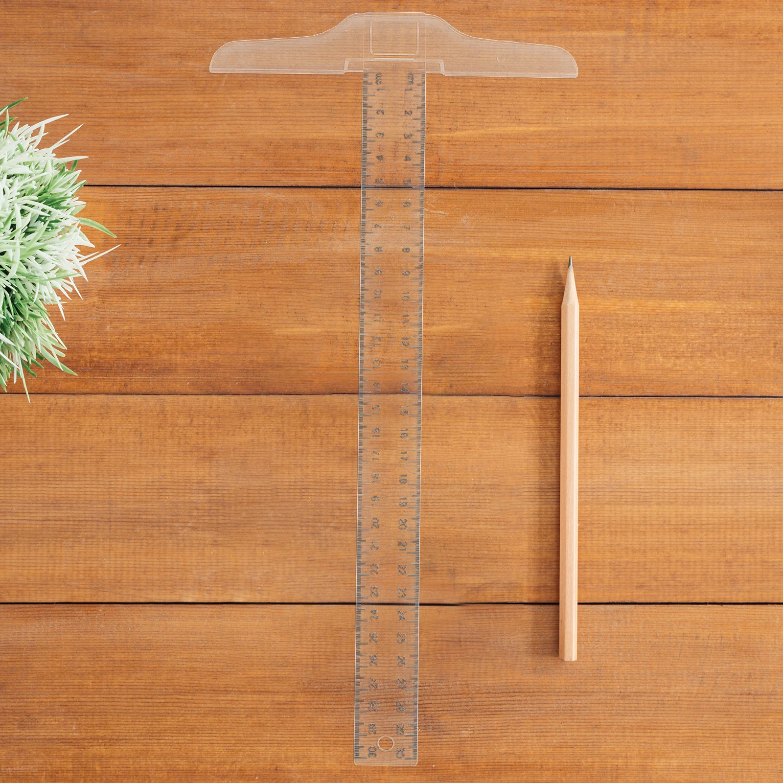 2pcs T Shaped Ruler Clear Plastic Measuring Tool For Drafting Drawing Design Architecture Engineering Student Art Ruler