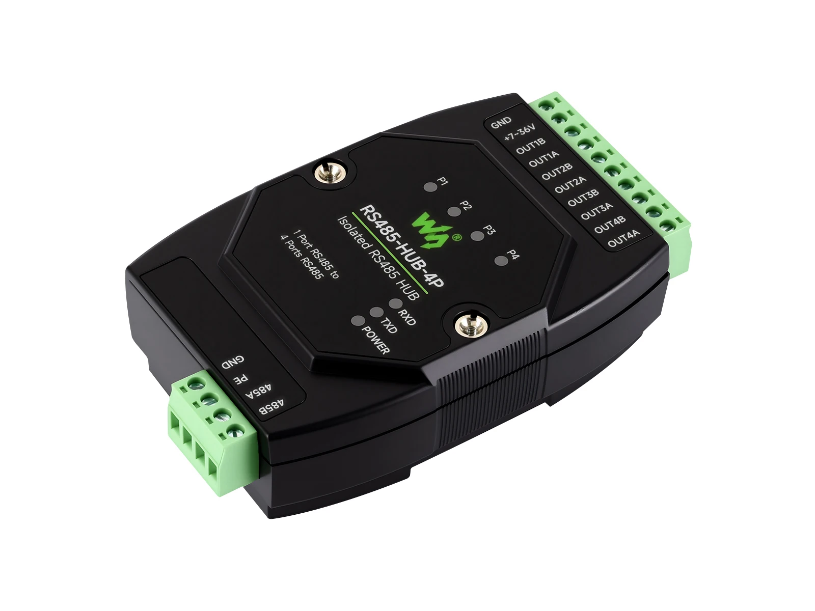 Industrial-Grade Isolated 4-Ch RS485 Hub,Expands 4-Ch RS485 Sub Ports Via 1-Ch RS485 Master Port,With Isolation And Signal Relay