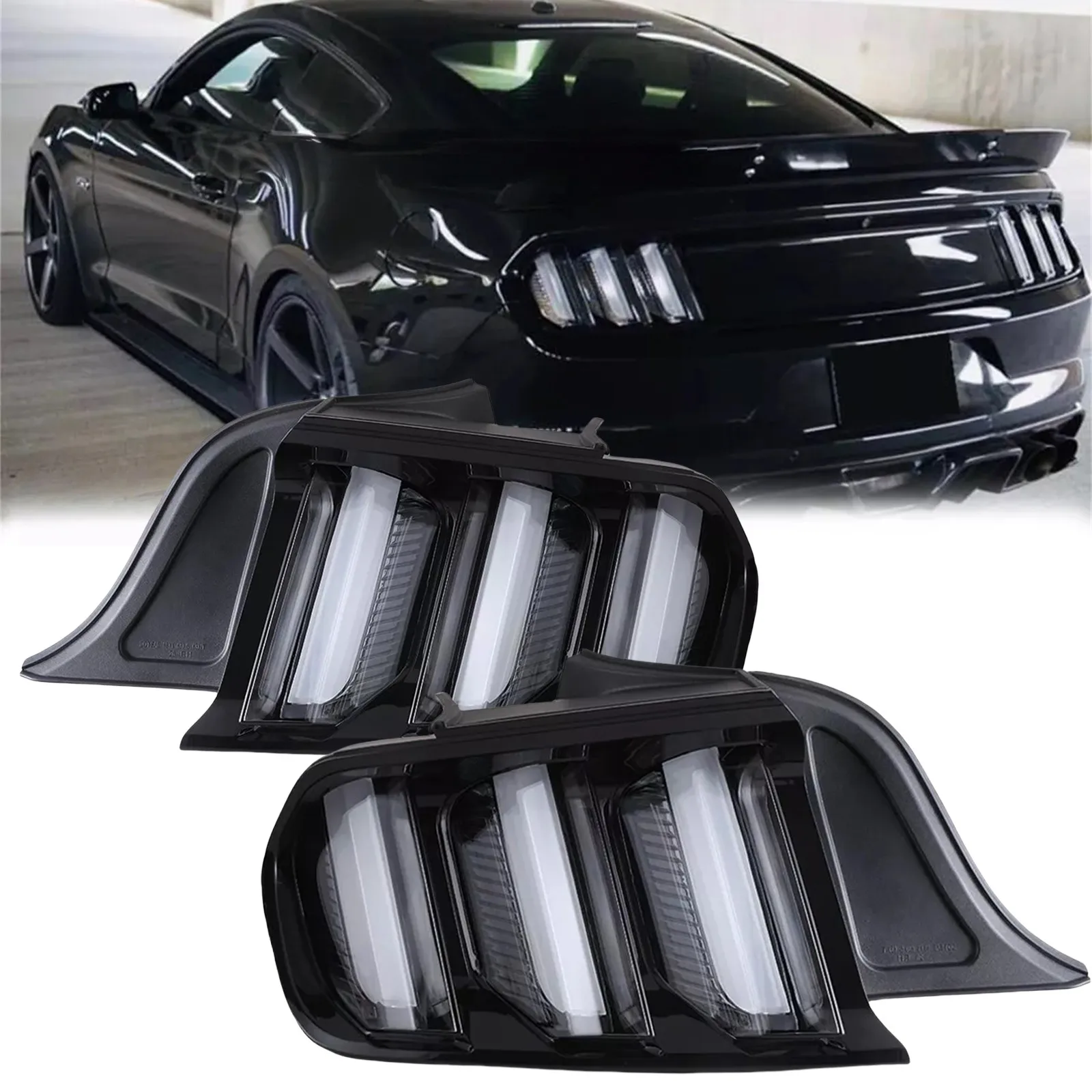

A Set LED Tail lights Rear taillights For 2015-2022 Ford Mustang Euro Style with Sequential Signals