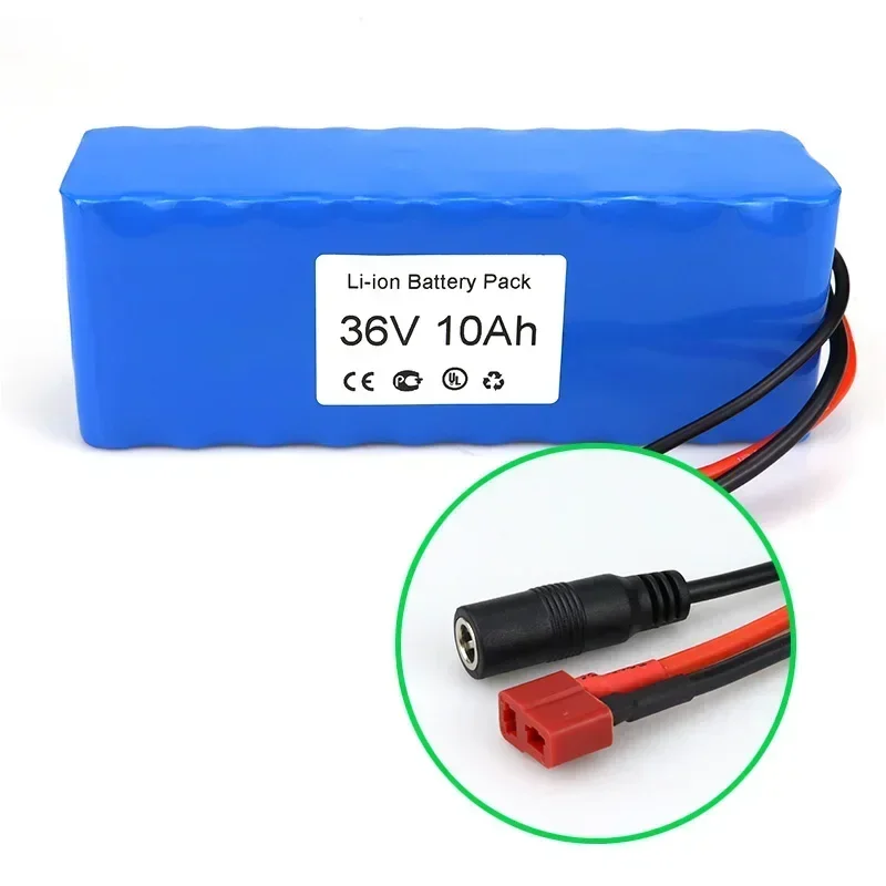 2024 100% Original  36V Battery 10Ah T-Plug+DC55 Lithium Ion Battery Pack For E-bike Electric Car Bicycle + BMS