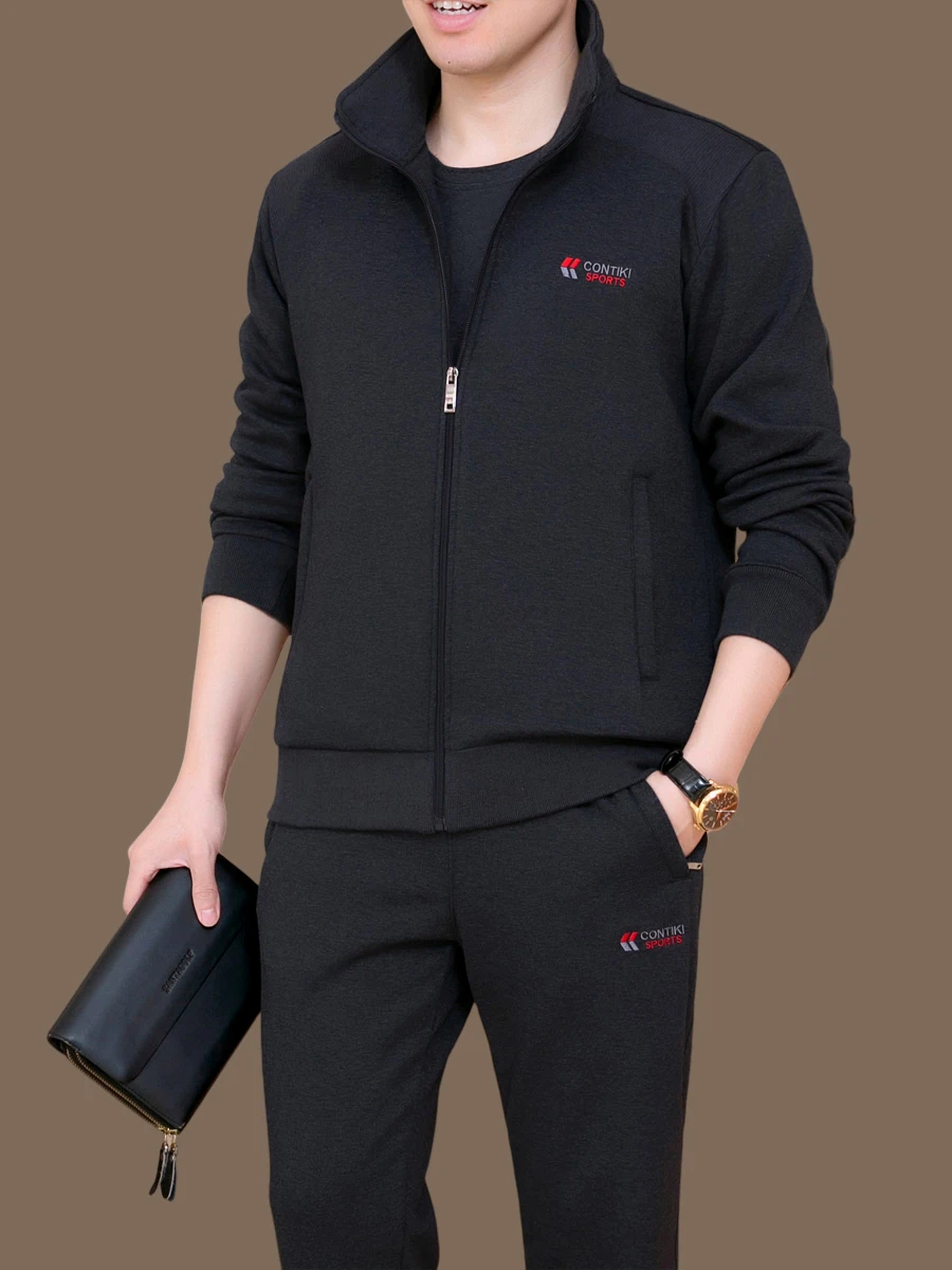 

Men's Casual Sportswear Set Spring Autumn Middle-Aged And ly Sports Clothes Dad's Spring Faion Sportswear Tee-Piece Set