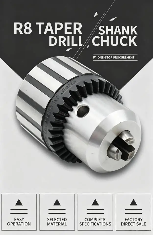 R8 Drill Chuck Set With Key Wrench, High‑Accuracy CNC Lathe Milling Machine Tool Holder, For Clamping Drill Bits