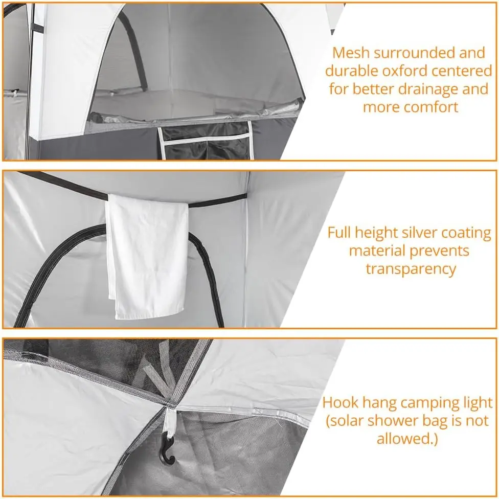 خيمة دش منبثقة بطول 6.8 أقدام مع أرضية شبكية وحقيبة حمل، ومأوى خصوصية كبير للمرحاض الخارجي والتغيير