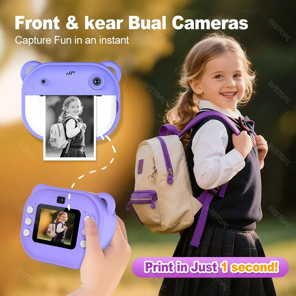 Mini Portable Thermal Printer Instant Print Photo Camera Pocket 58mm Printing wireless Bluetooth Android iOS Device as Kids Gift