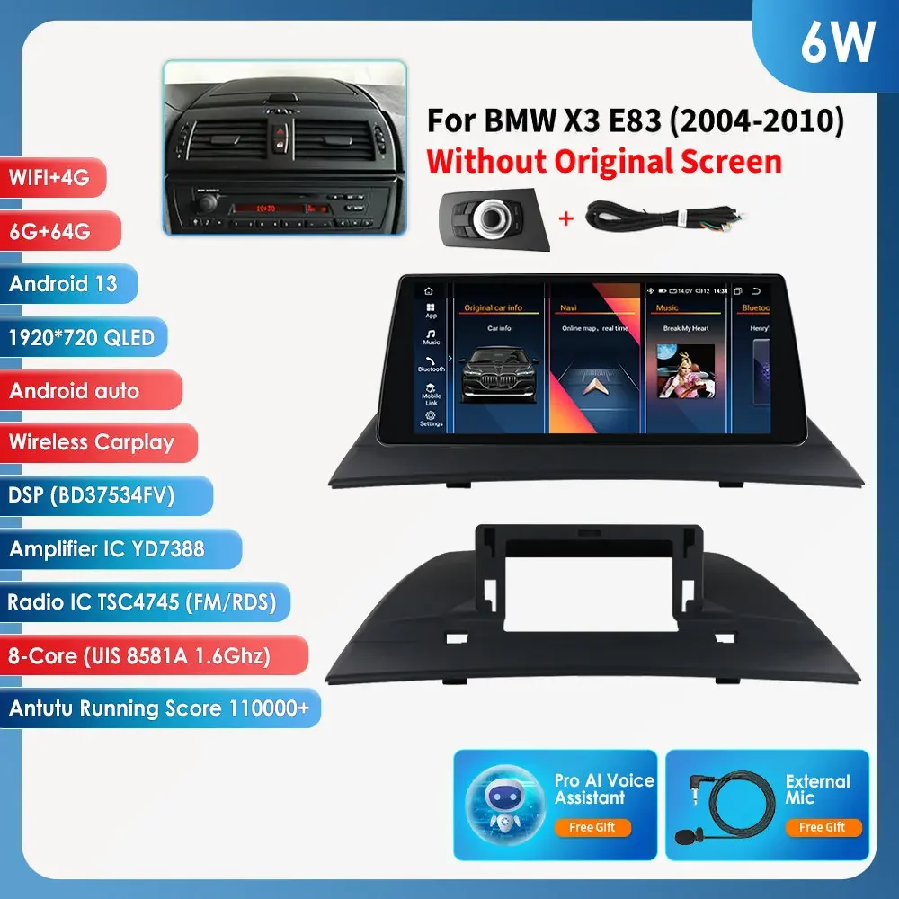 Android Auto Stereo Draadloze Carplay 2 Din Autoradio voor BMW X3 E83 2004-2009 Multimedia Speler Scherm GPS 4G LTE WIFI