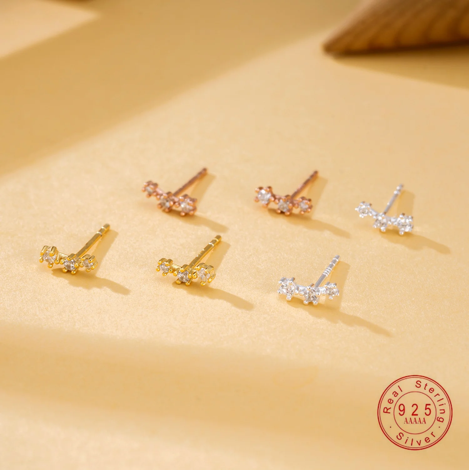 

925 Sterling Silver Zircon Earrings, Dainty Crystal Stud Earrings for Women, Minimalist Fine Jewelry Gift