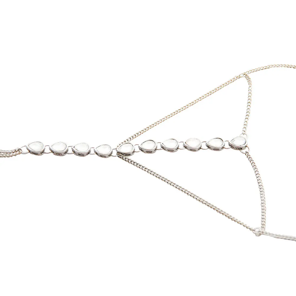 

Body Chain Chest Silver Necklace Jewelry -encrusted Alloy for Women Safe