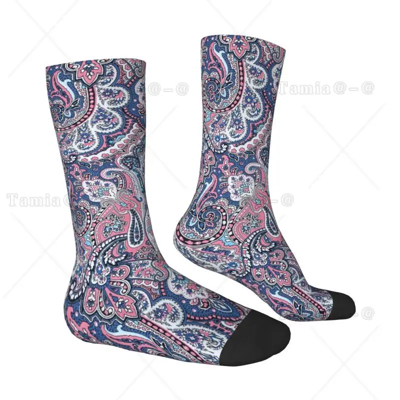 Desert Rose Blue Paisley Printed Men Women Crew Socks Unisex Funny Spring Summer Autumn Winter Dress Socks