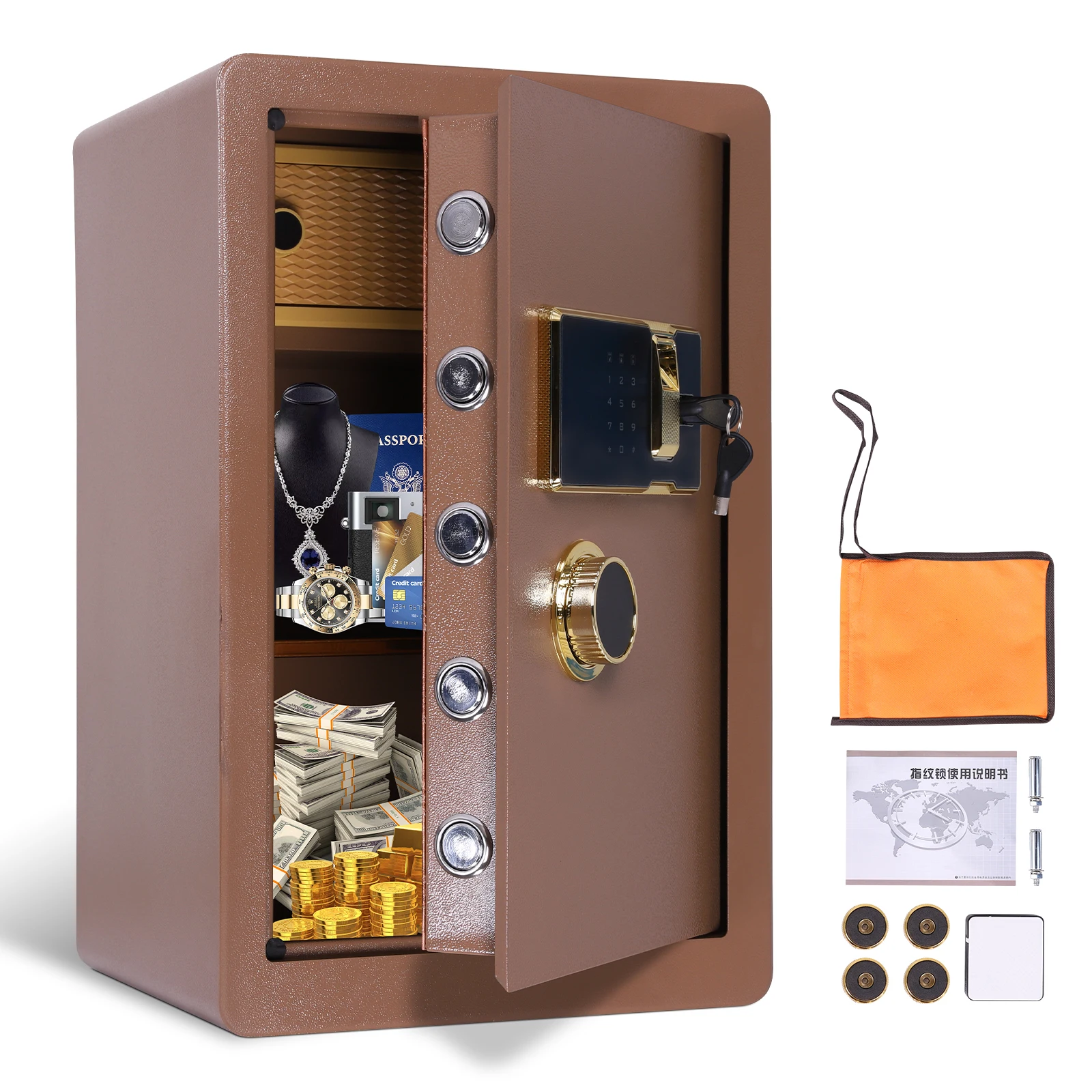 

60cm Fingerprint Safe Box Smart Alert and Mute Mode Digital Home Security Safe Box for Documents Jewelry Valuables