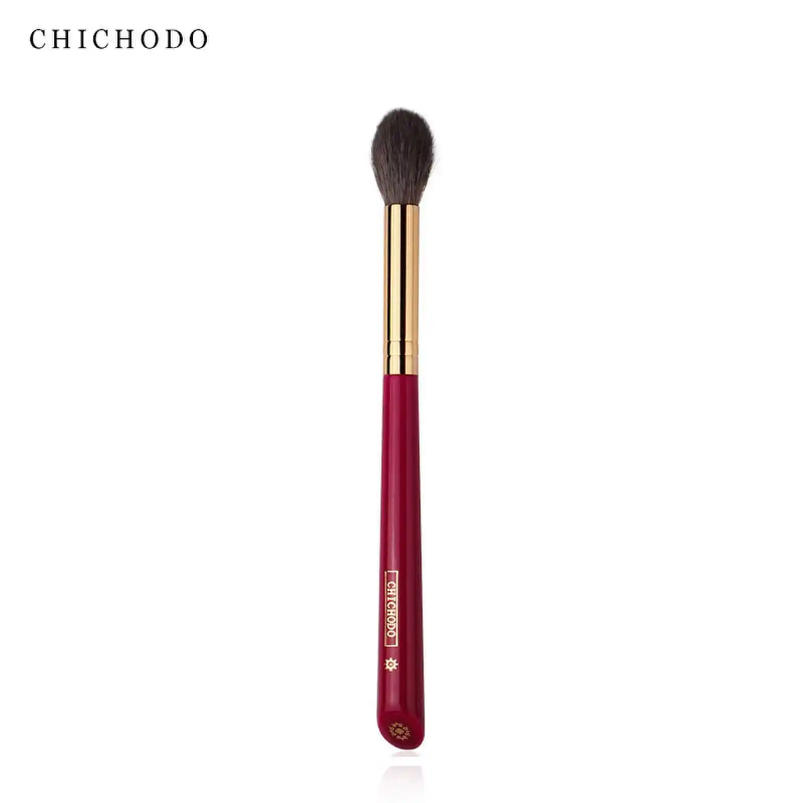 CHICHODO, luksusowy pędzel do makijażu, pędzel do rozświetlania twarzy, wysokiej jakości miękki pędzel z włosia zwierzęcego - seria Red Rose 015