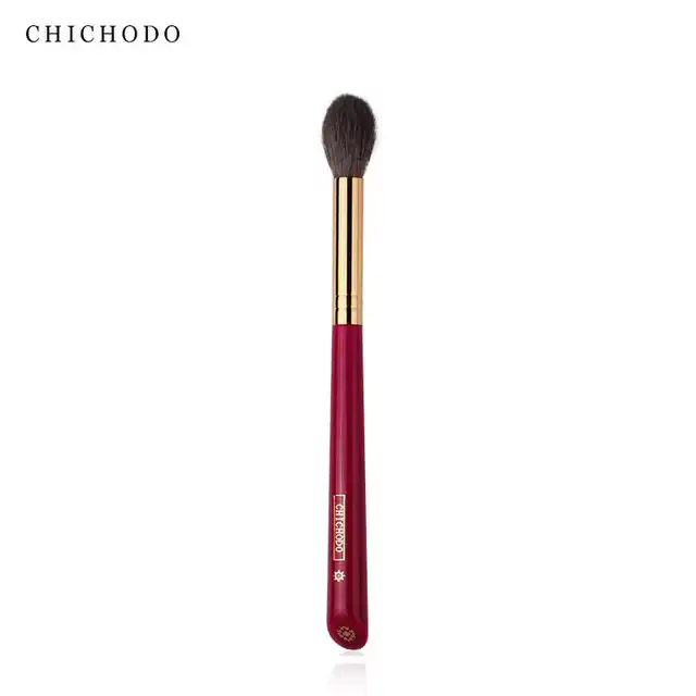 CHICHODO, luksusowy pędzel do makijażu, pędzel do rozświetlania twarzy, wysokiej jakości miękki pędzel z włosia zwierzęcego - seria Red Rose 015