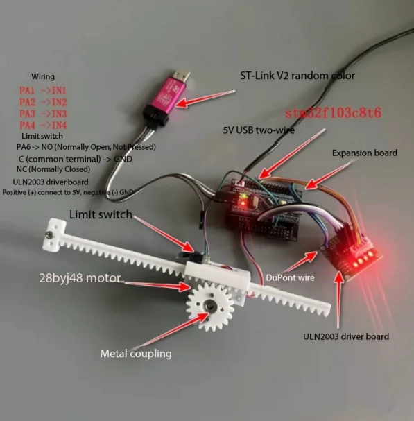 28BYJ-48 (5v) 4-phase 5-wire stepping motor telescopic rod with limit switch