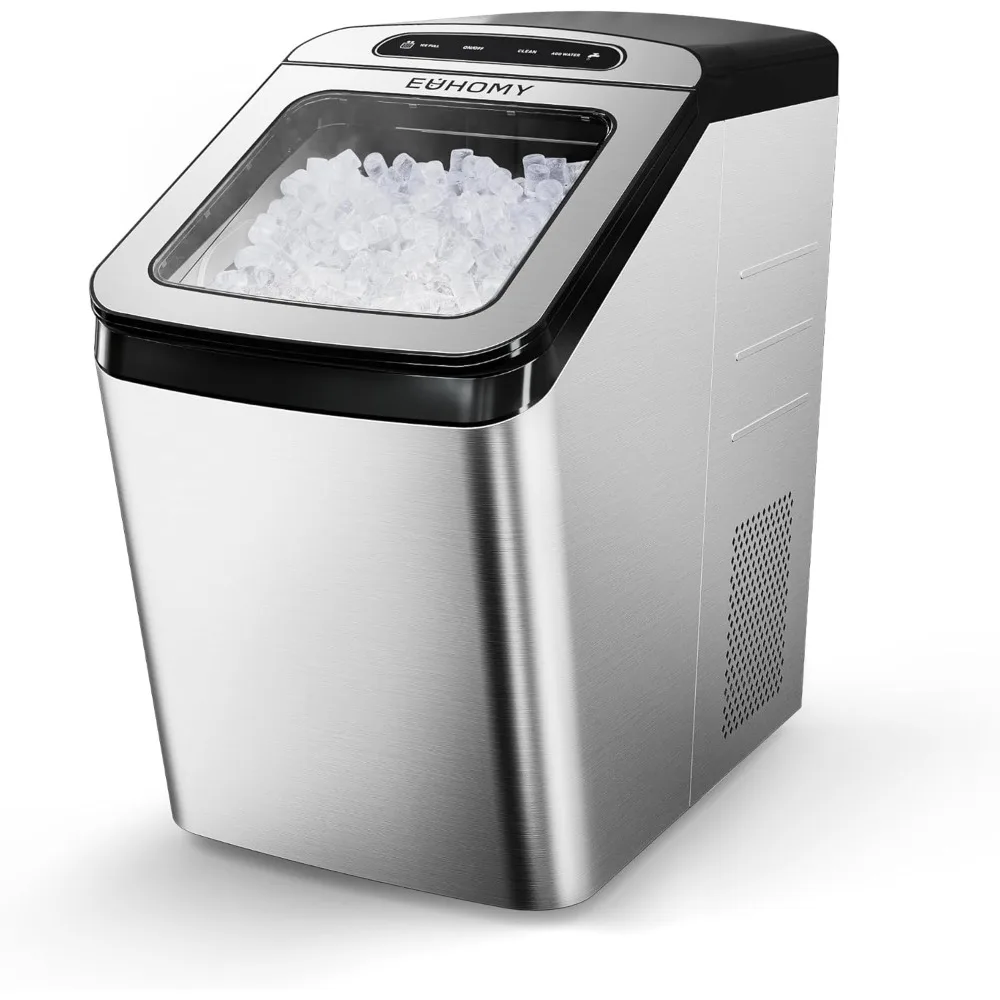 Max 34lbs,2 Way Water Refill,Self-Cleaning Countertop Pebble Ice Maker Machine with 3Qt Reservoir,for Home,Office,Bar,Party