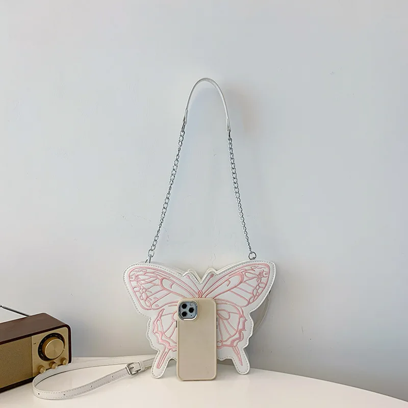 Women Butterfly Shape Shoulder Bag Fashion Embroidered Thread Single Shoulder Underarm Bag