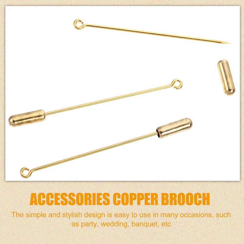 20 Pcs Slot Pin Earring DIY Accessories Copper Brooches Long Pins Metal Handmade Needle Hat Jewelry