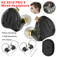 KZ ZS10 PRO X Headset 3.5MM Wired Headphone HIFI Bass Earbuds 112dB Sensitivity Headset Exercise Noise Cancelling In-Ear Headset