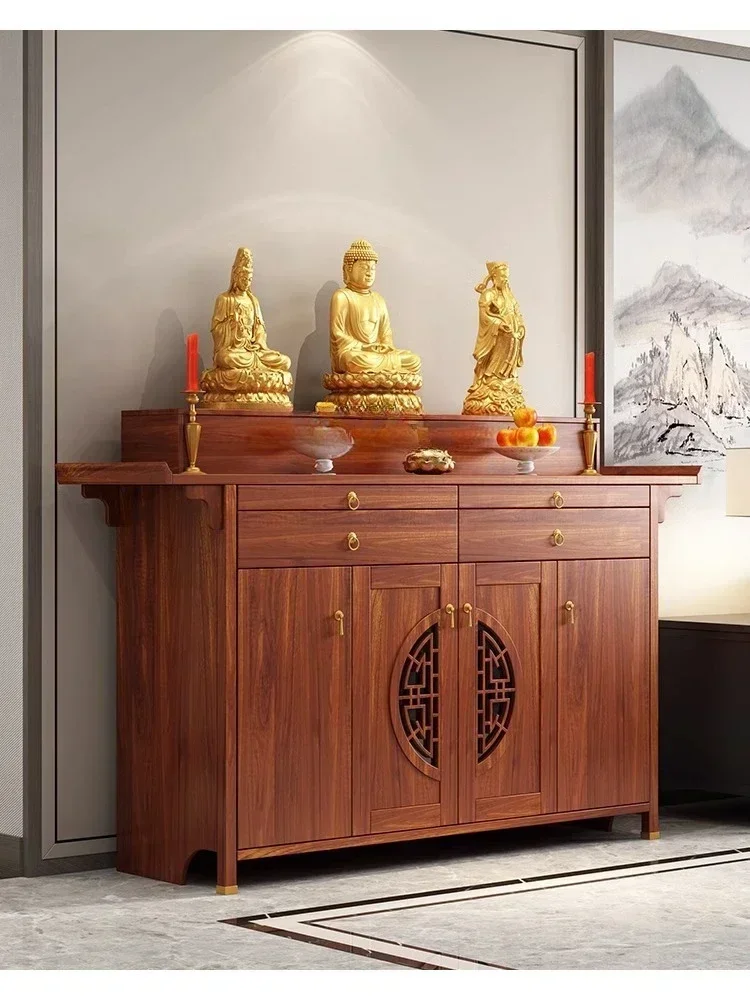 Altar Solid Wood Buddha Niche Clothes Closet Modern  Avalokitesvara Cabinet Home God of Wealth Incense Burner