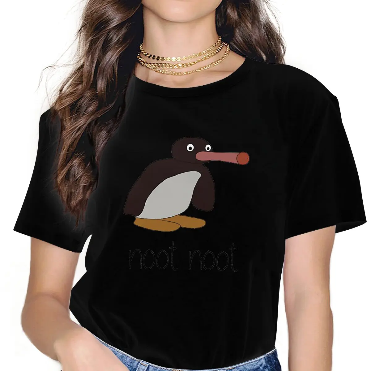 Penguin anime Pingu Women Clothes Noot Noot T-shirt Harajuku Vintage Female Clothing