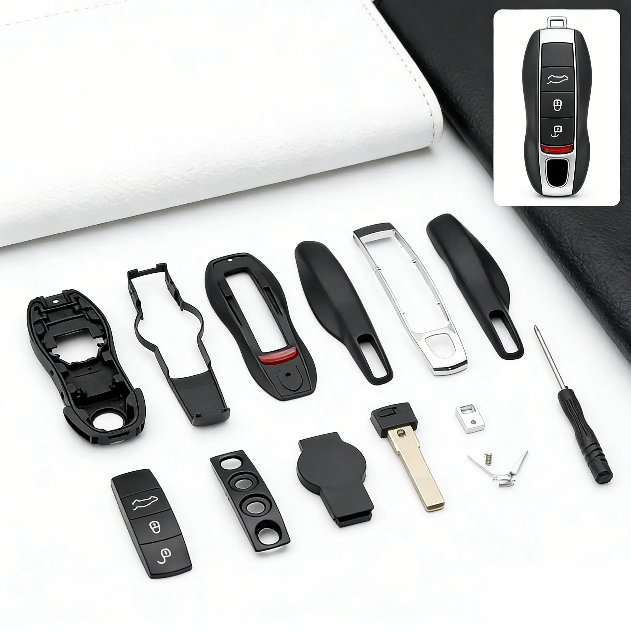 Car Key Case Housing Remote Control For Porsche Cayenne Macan Panamera 718 Boxster 911 Modification Replace Shell Deputy Factory