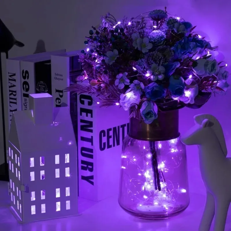 Battery Powered 10/20/30/50/100LEDs String Lights  Copper Wire Light for Holiday Lighting Camping Flower Wedding Christmas Decor