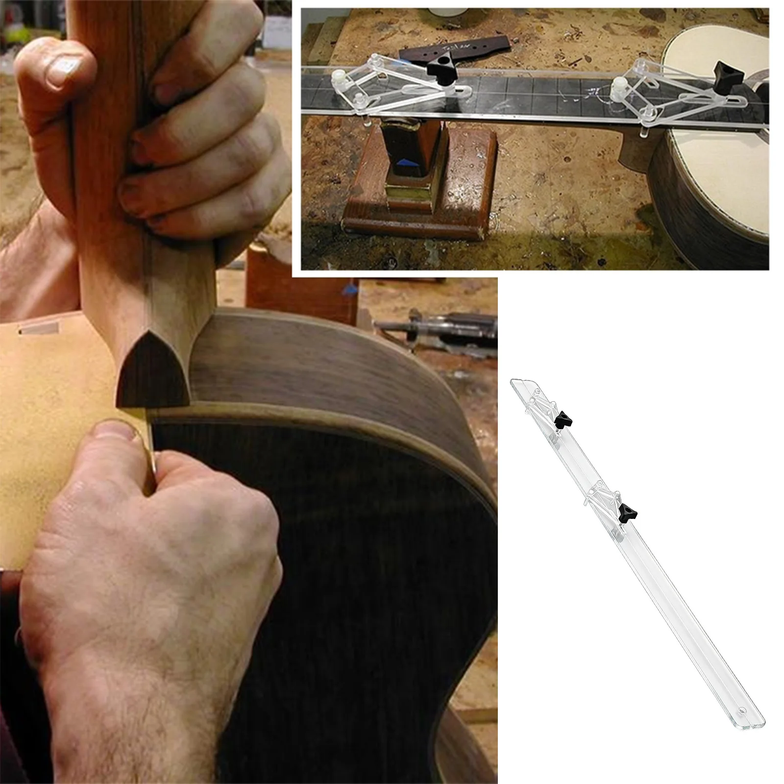 Extended Guitar Centerline Ruler Acrylic Measurement Tool Convenient Gauge for Guitar Making Repair and Setup Tools