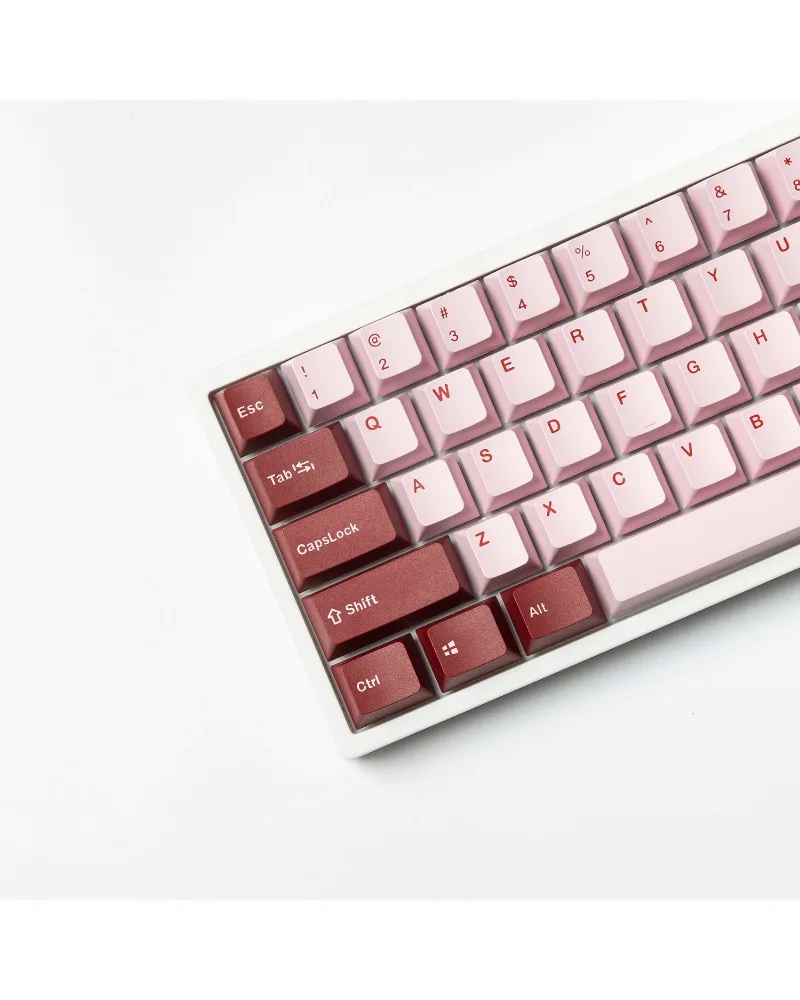 Pink and red gradient pbt dye sub keycaps full set oem profile for mechanical keyboards