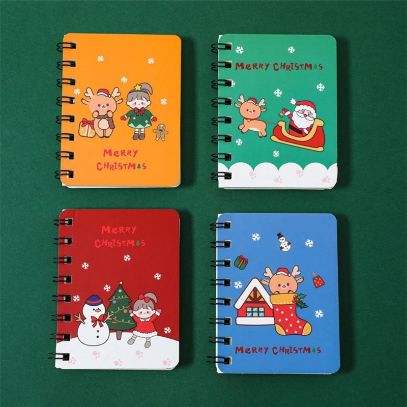 4Pcs Cartoon Chritmas Notepad Small Notebook Pocket Writing Pad To-do-list Dropsale