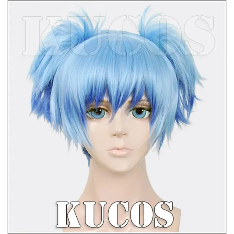 sisi 2233Anime Assassination Classroom Nagisa Shiota Short Blue Ombre Ponytail Hair Heat Resistant Cosplay Costume Wig + Track +
