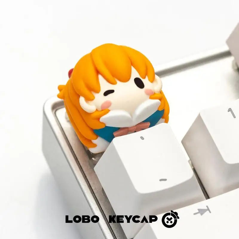 Evangelion Keycap Anime Kawaii Girl Q Version Asuka Resin Keycaps Cartoon Toy Ayanami Rei Personalized Keycaps Decorate Gift