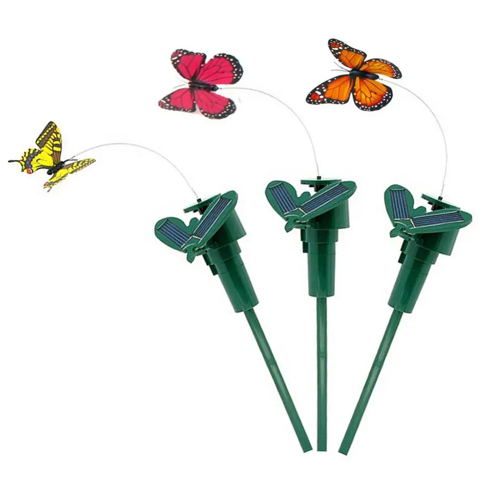 Solar betriebene fliegende flatternde gefälschte Schmetterling Hof Garten Pfahl Ornament Dekor künstliche Schmetterling Hof Pflanze Rasen