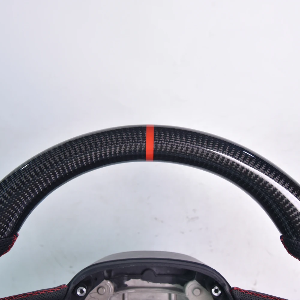 Sport Stitched Carbon Fiber Steering Wheel For Chrysler 300C, Genuine Leather Wrapped Custom Feel